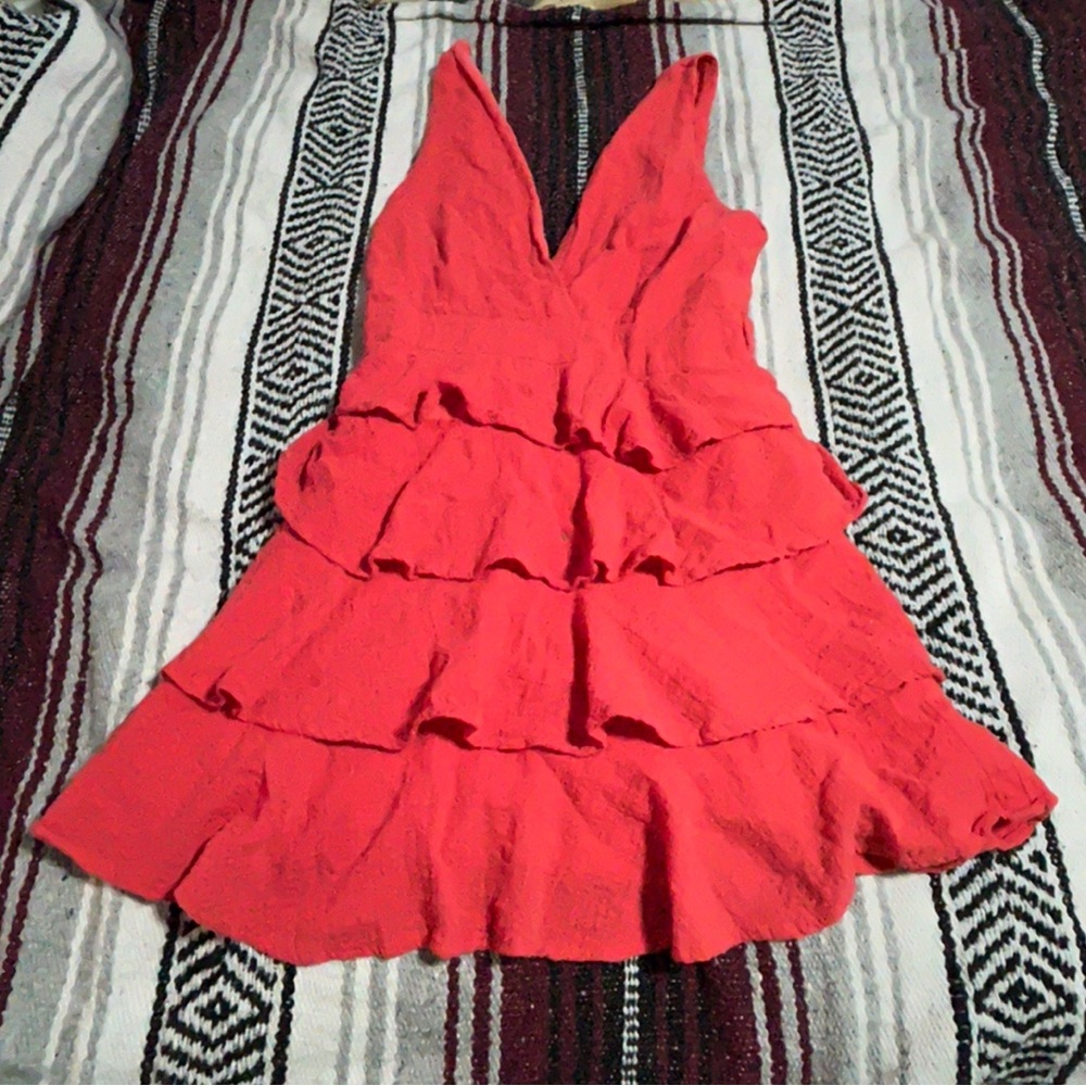 Pink-red dress favlux fashion size large like new!